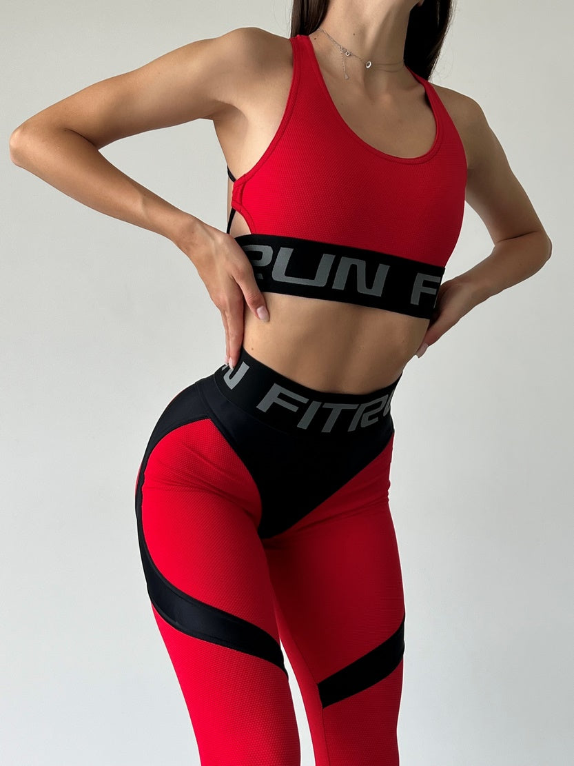 Легінси FITRUN Leggings Super Nuts Push-Up "Red Relief"