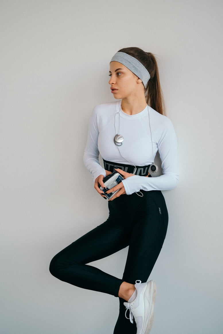 FITRUN Long Sleeve Midi Open Back Top "Total White"