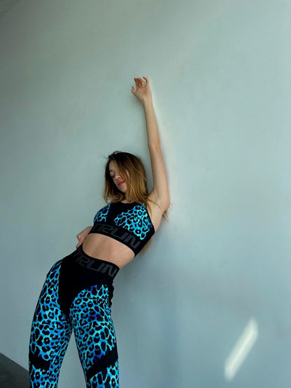 Jambiere FITRUN Leggings Super Nuts Push-Up "Leo Blue"