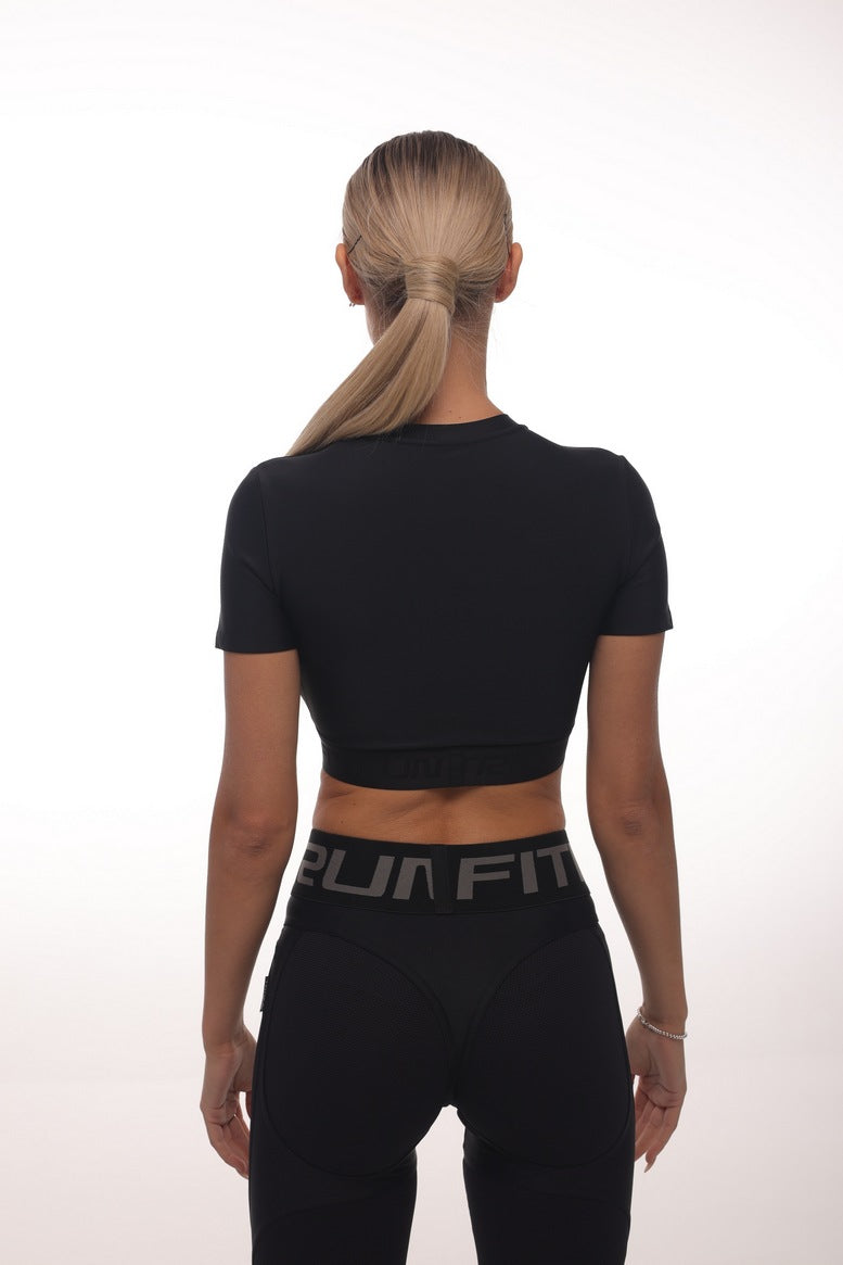 Shortened Rashguard FITRUN Mini Rash T-shirt "Black"