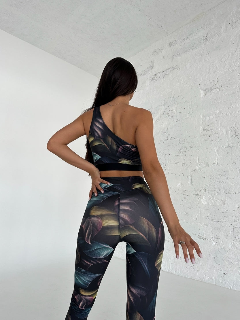 Легінси FITRUN Leggings V-Classic "Black Leaves"