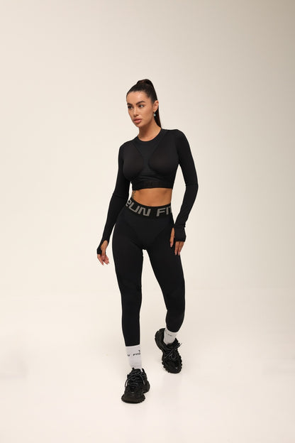 FITRUN Long Sleeve NICE "Total Black Relief"