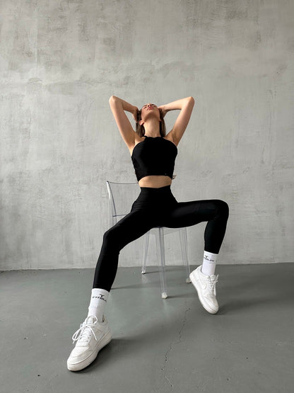 Sports Top FITRUN Crop Top "Black"