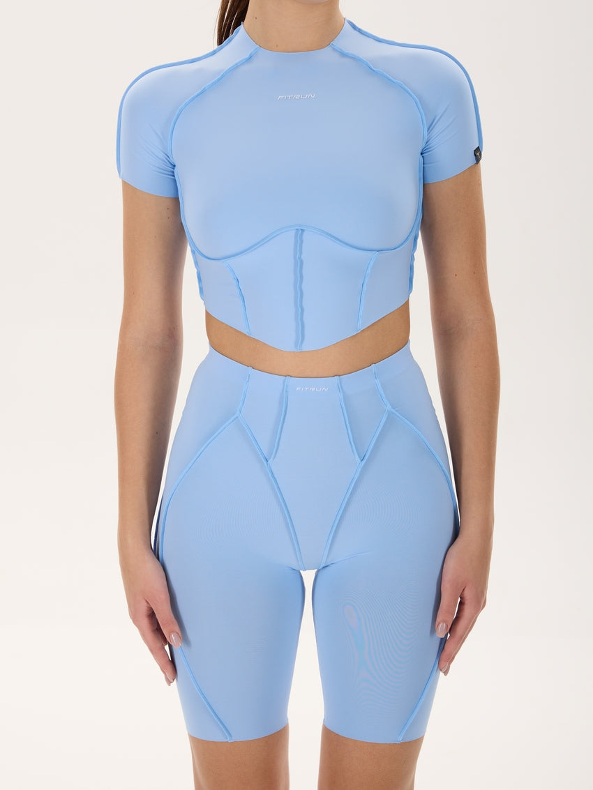 Tricou scurtat Rashguard FITRUN Rashguard-Corset Versa "Sky VE"