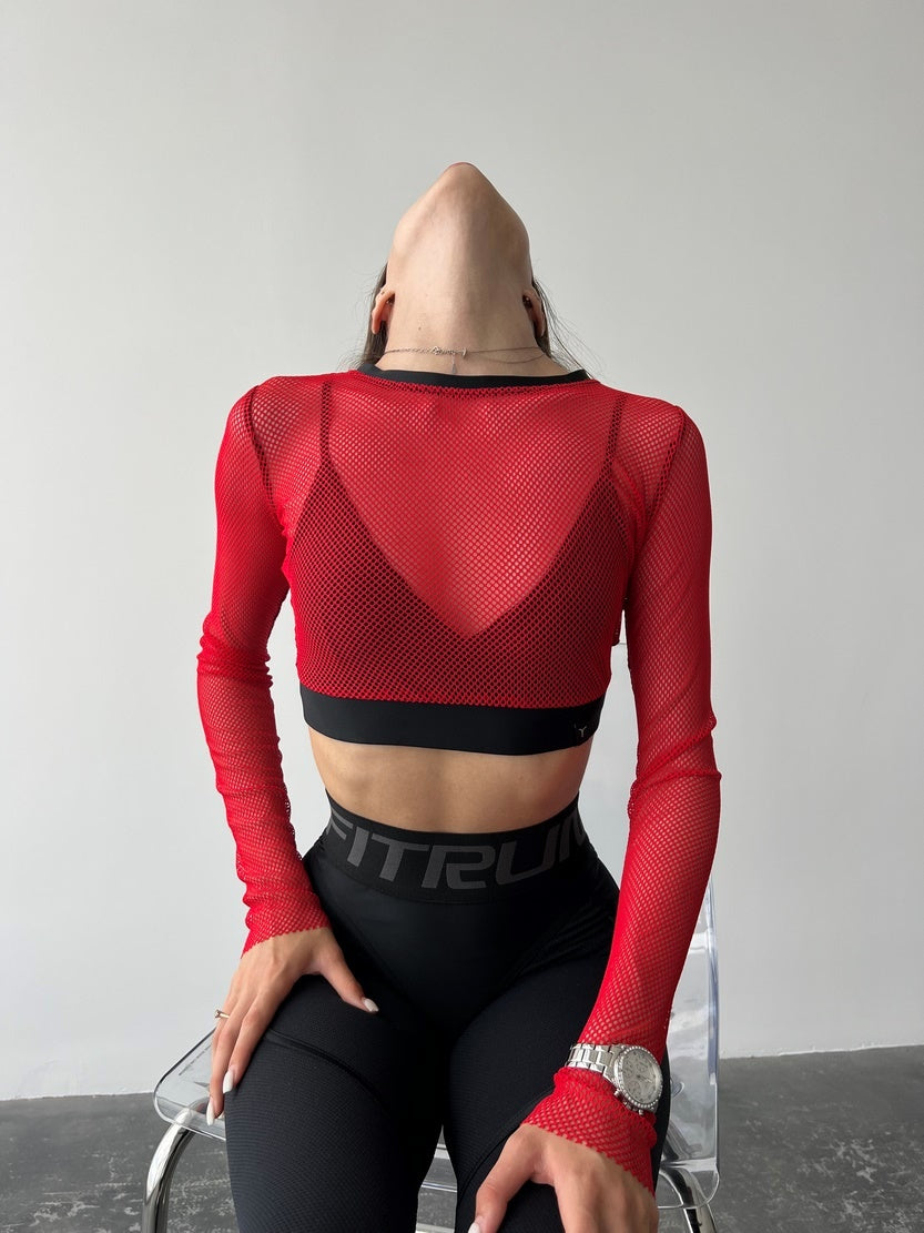 Укорочений рашгард FITRUN Rashguard Midi Mesh "Red"