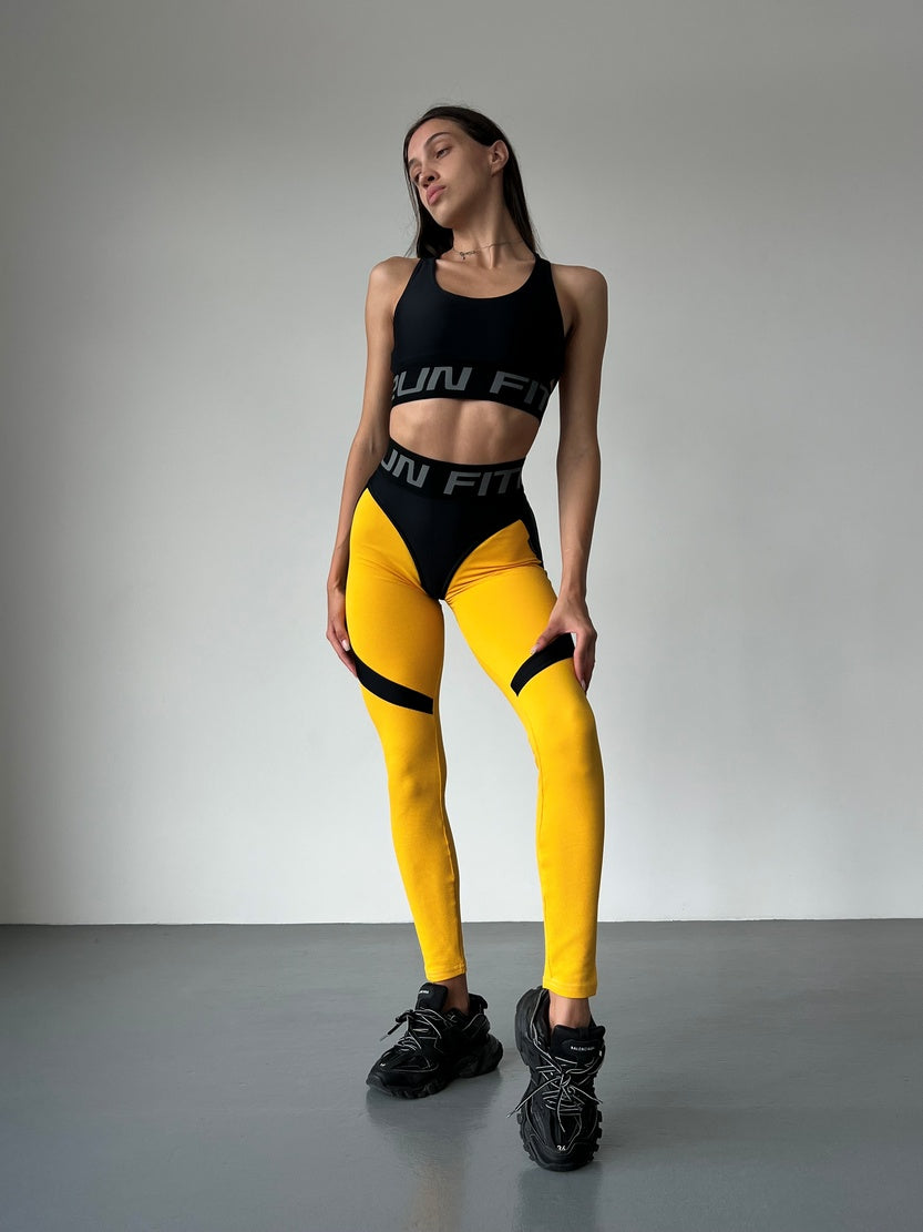 Leggings FITRUN Leggings Super Nuts Push-Up "Yellow Relief"
