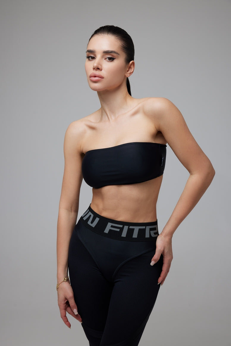 Sports Top FITRUN Bandeau Top "Total Black"
