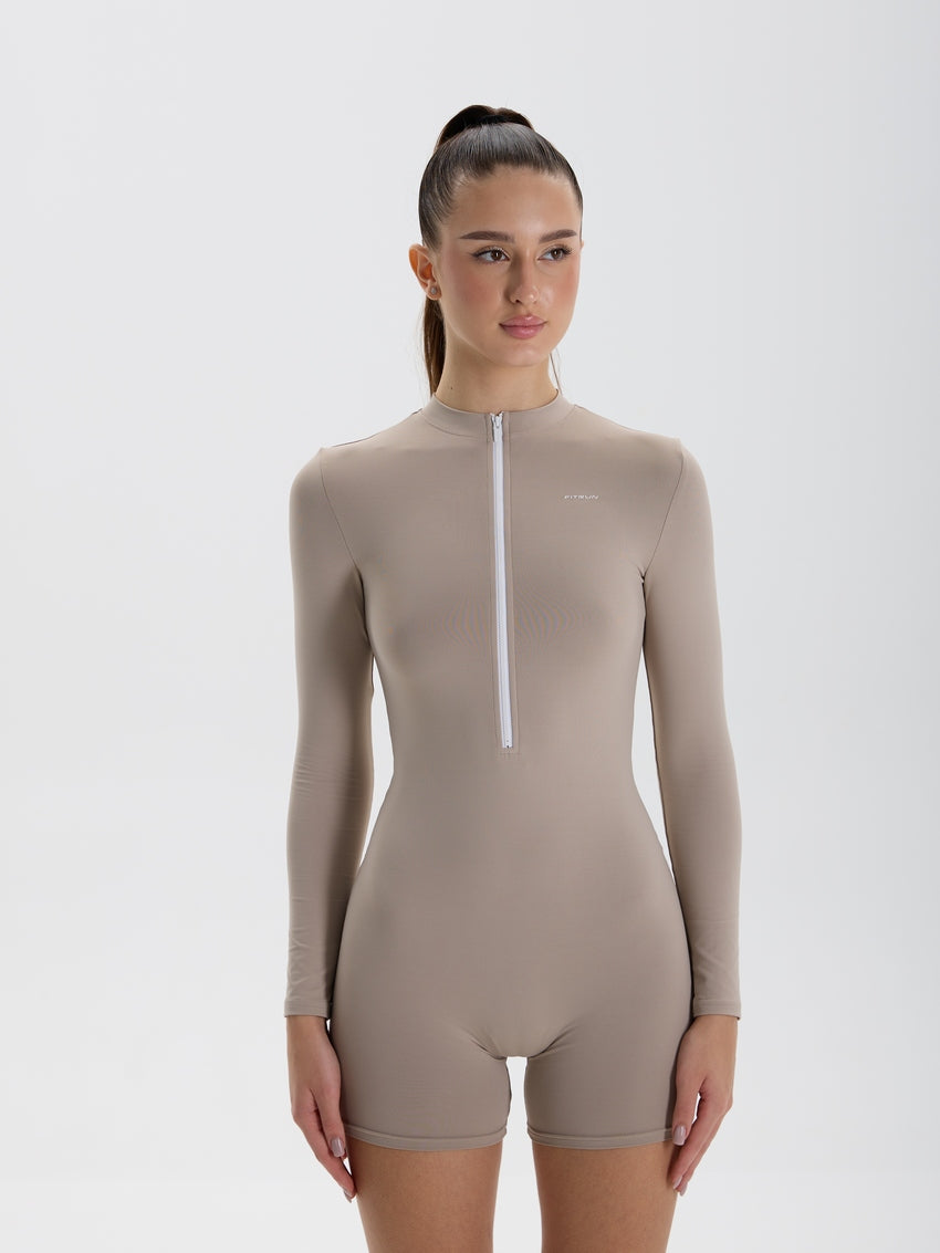 Jumpsuit FITRUN SKIN ZIP Short "Latte NE"
