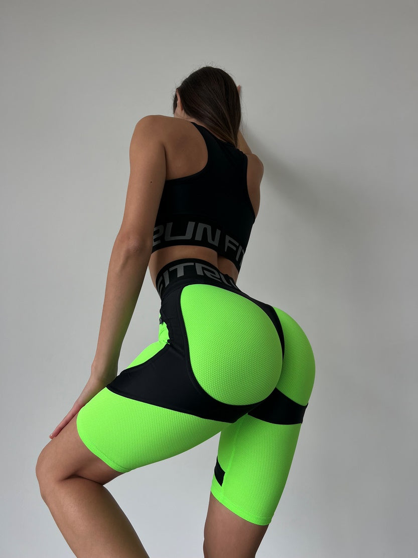 Cycling Short FITRUN Cycling Super Nuts Push-Up "Neon Green Relief"