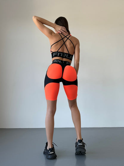 Cycling Short FITRUN Cycling Super Nuts Push-Up "Orange Relief"