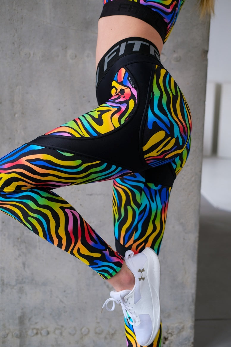 Легінси FITRUN Leggings Super Nuts Push-Up "Colourful Zebra"