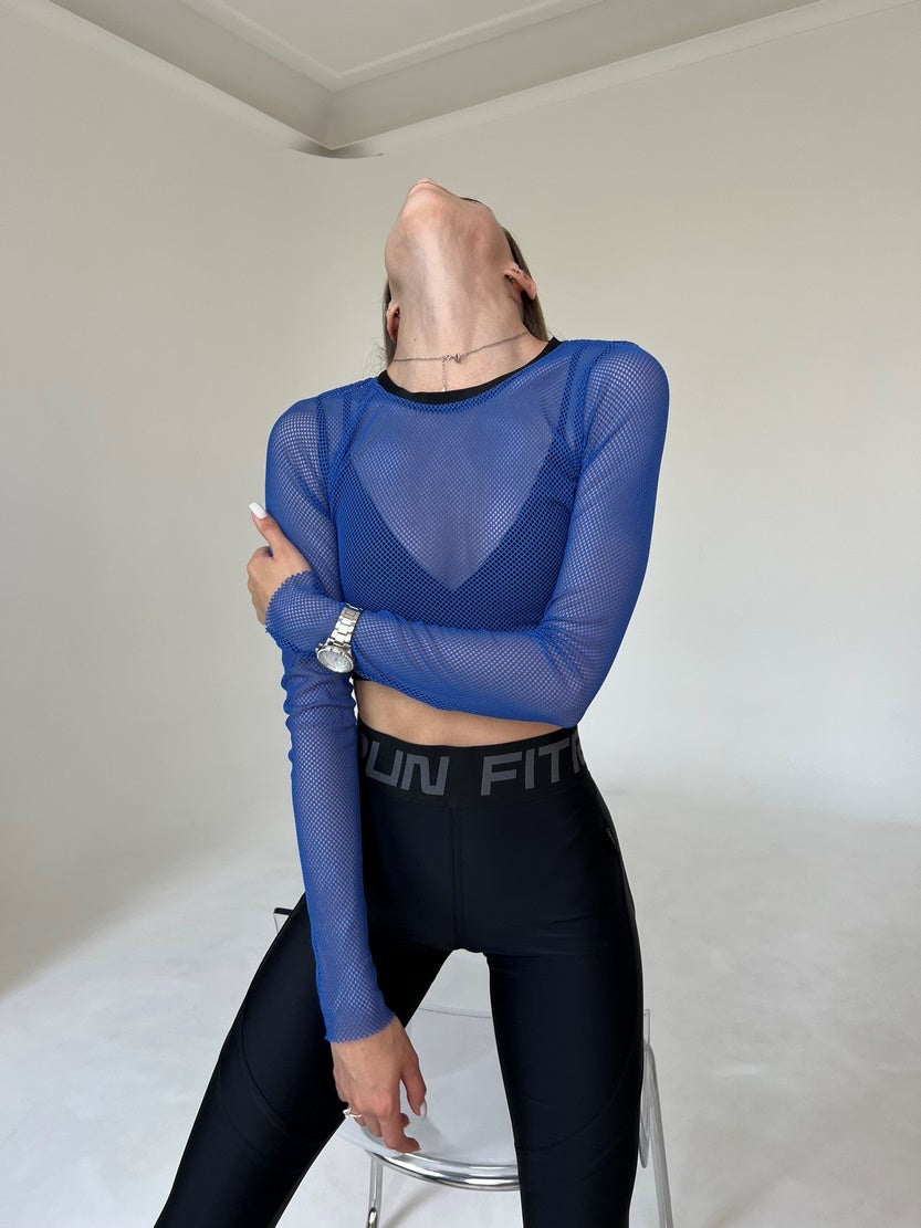 Укорочений рашгард FITRUN Rashguard Midi Mesh "Blue"