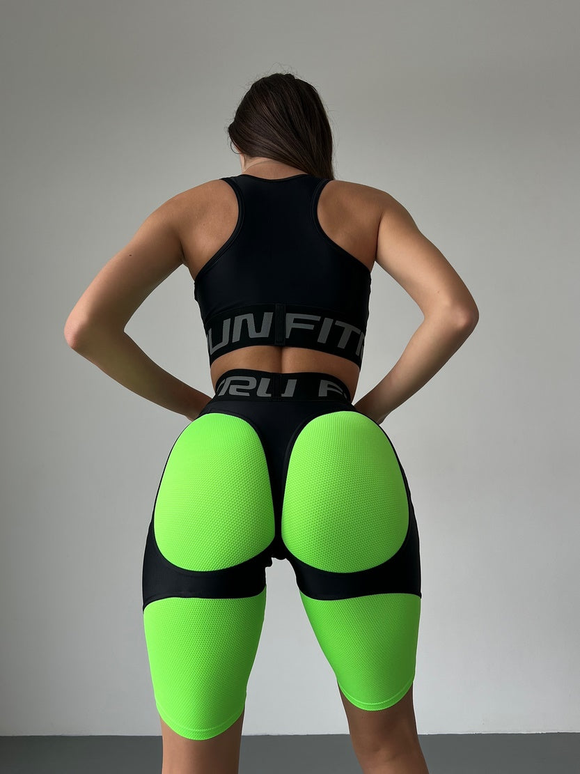 Cycling Short FITRUN Cycling Super Nuts Push-Up "Neon Green Relief"