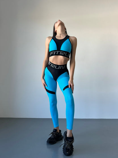 Leggings FITRUN Leggings Super Nuts Push-Up "Sky Blue Relief"