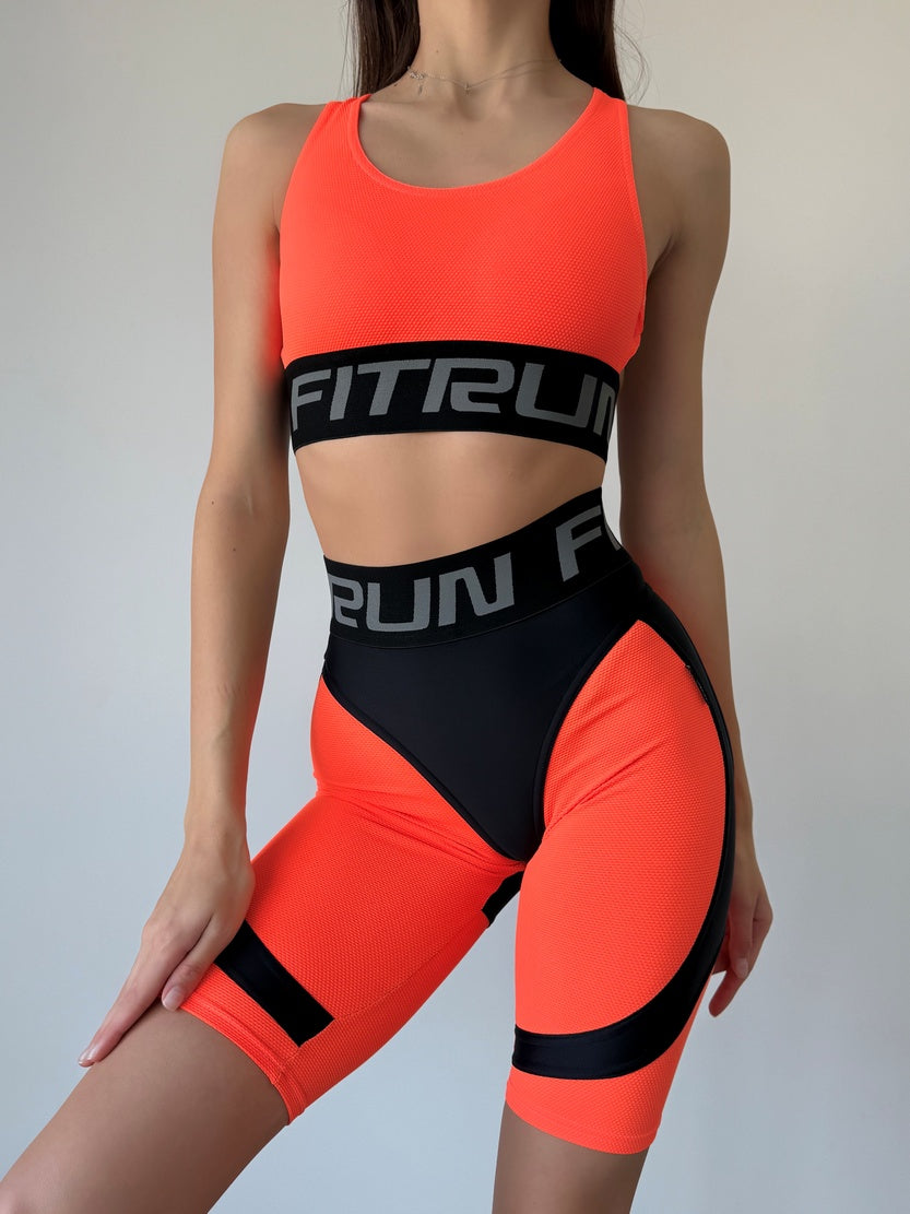 Cycling Short FITRUN Cycling Super Nuts Push-Up "Orange Relief"