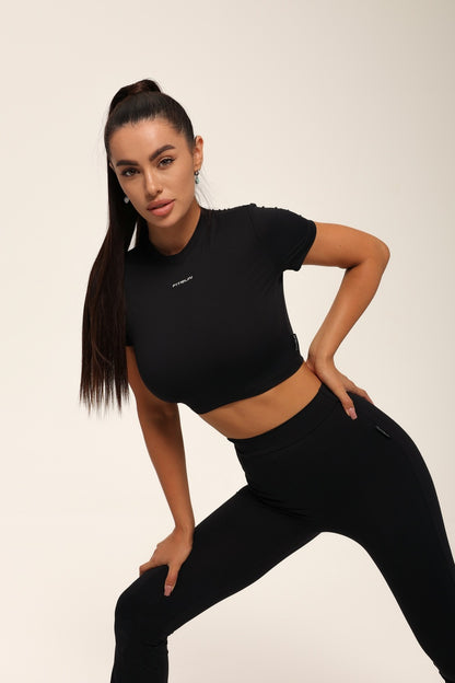 Футболка укорочена FITRUN T-shirt Short SKIN BASE "Black VE"