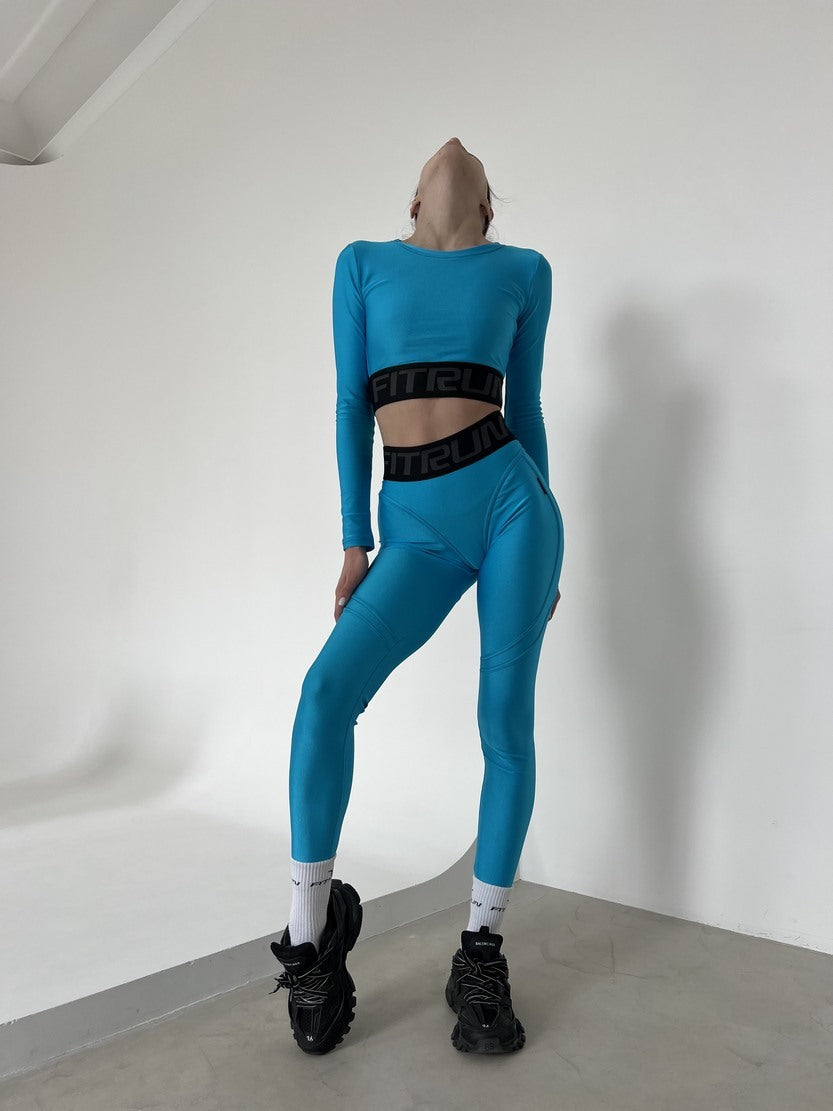 Укорочений рашгард FITRUN Rashguard Midi Brend "Shine Azure"