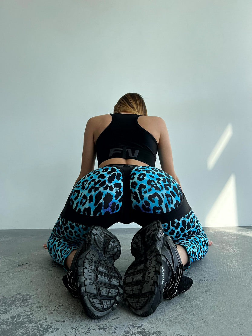 Jambiere FITRUN Leggings Super Nuts Push-Up "Leo Blue"