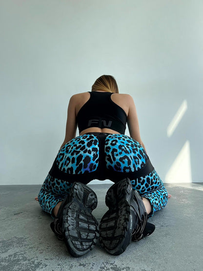 Jambiere FITRUN Leggings Super Nuts Push-Up "Leo Blue"