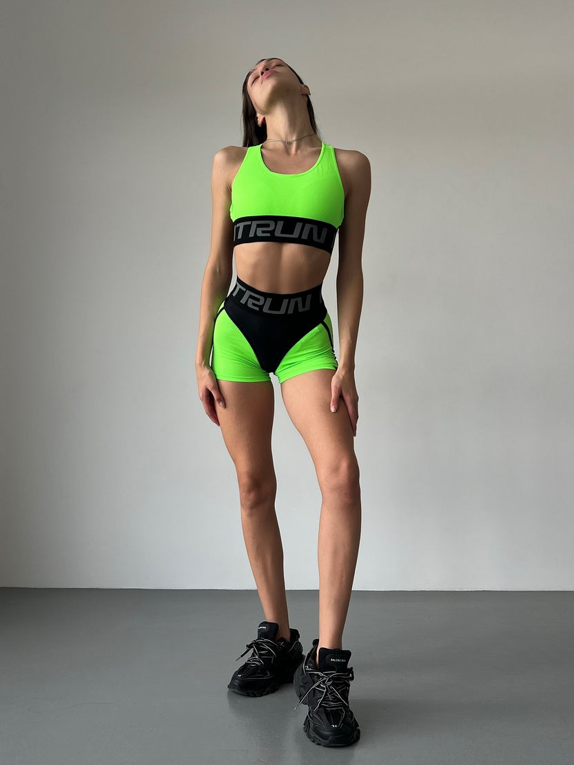 Shorts FITRUN Shorts Super Nuts "Neon Green Relief"