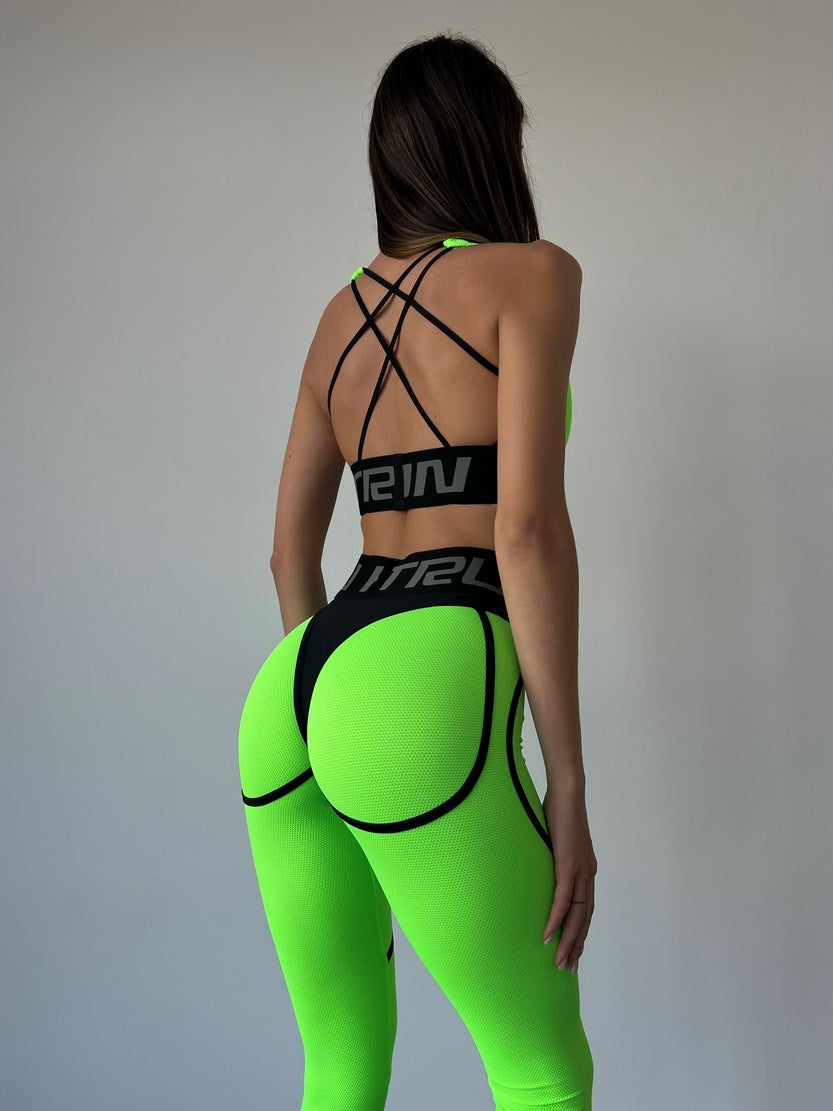 Leggings FITRUN Leggings Super Nuts "Neon Green Relief"