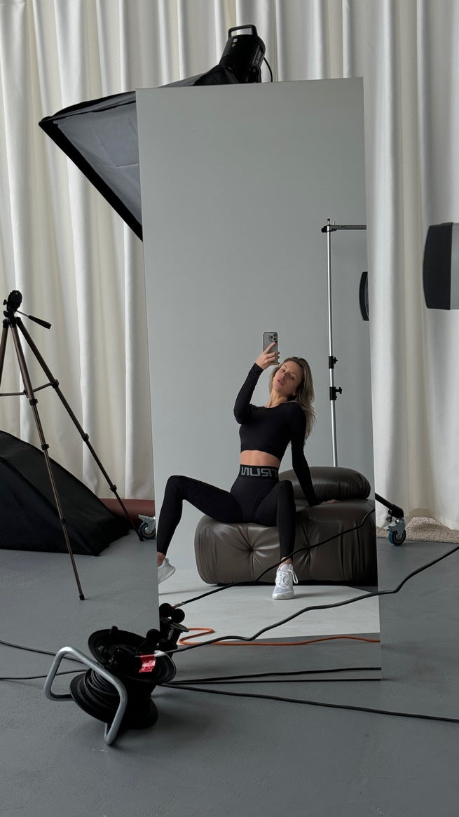 FITRUN Long Sleeve Midi "Total Black Soft"