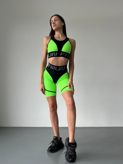 Cycling Short FITRUN Cycling Super Nuts "Neon Green Relief"