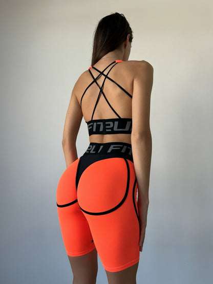 Cycling Short FITRUN Cycling Super Nuts "Orange Relief"