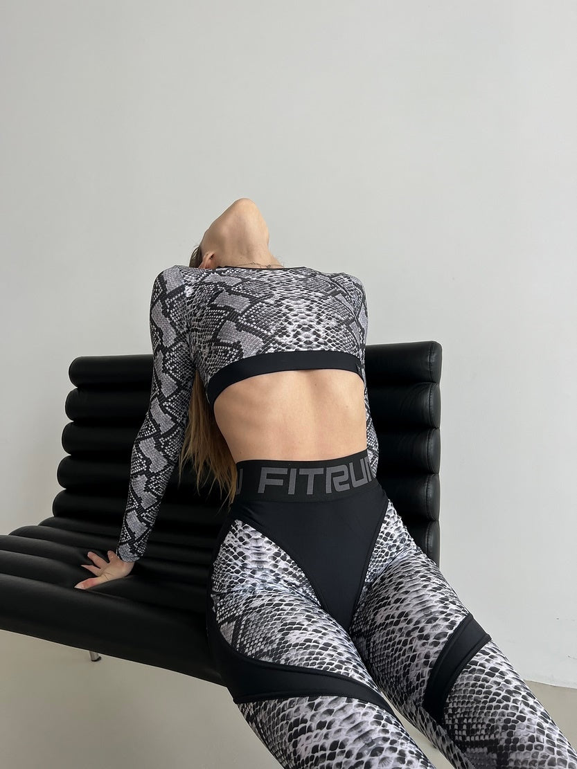 Легінси FITRUN Leggings Super Nuts Push-Up "White Phyton"