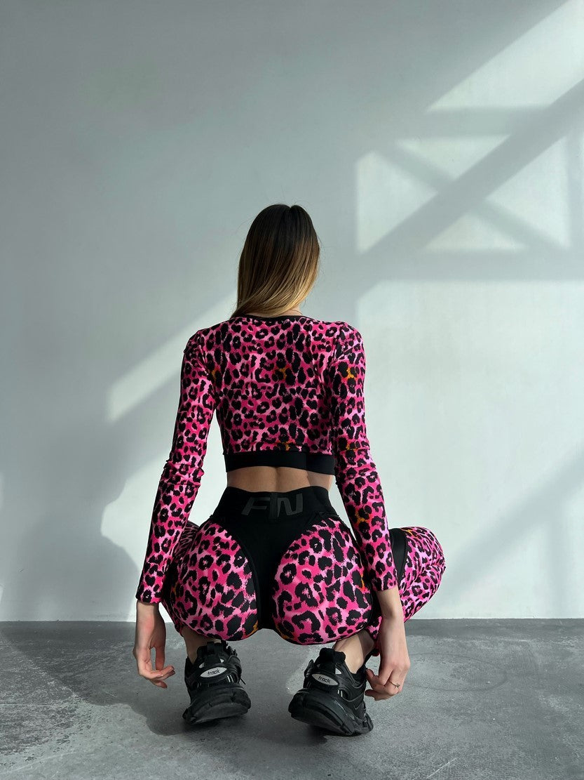 Укорочений рашгард FITRUN Rashguard Midi "Leo Pink"