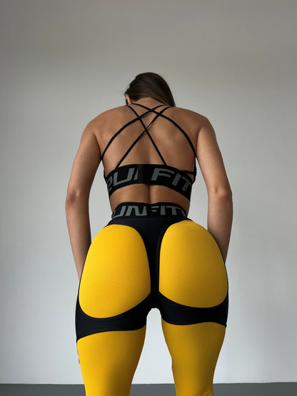 Leggings FITRUN Leggings Super Nuts Push-Up "Yellow Relief"