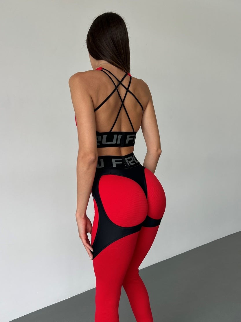 Легінси FITRUN Leggings Super Nuts Push-Up "Red Relief"