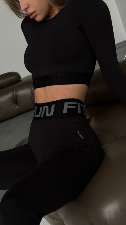 FITRUN Long Sleeve Midi "Total Black Soft"