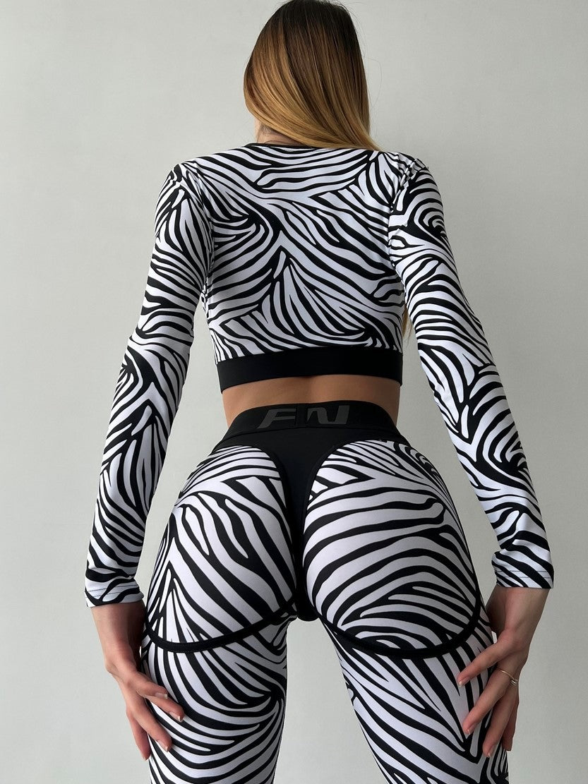 FITRUN Long Sleeve Midi "Zebra"
