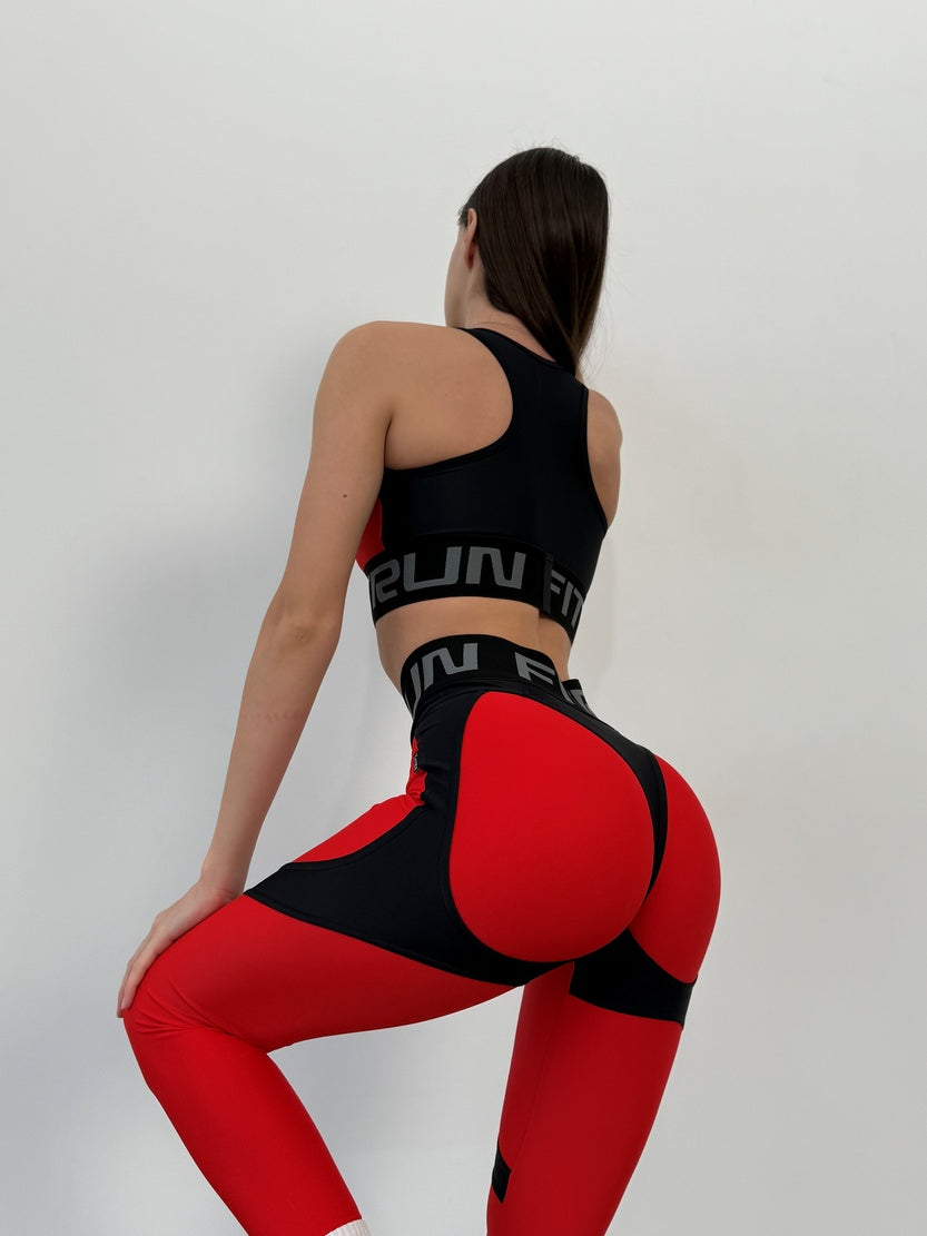 Leggings FITRUN Leggings Super Nuts Push-Up "Red"