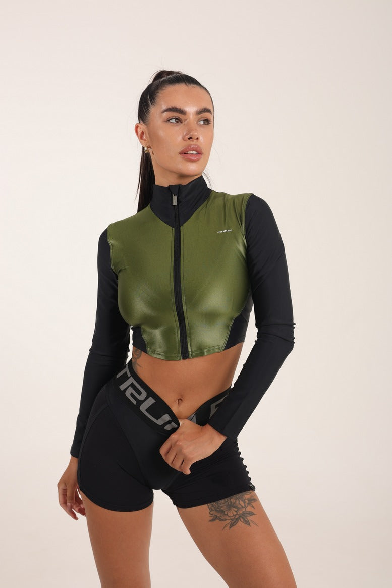 Рашгард FITRUN Rashguard Cropped ZIP "Olive Blaze"