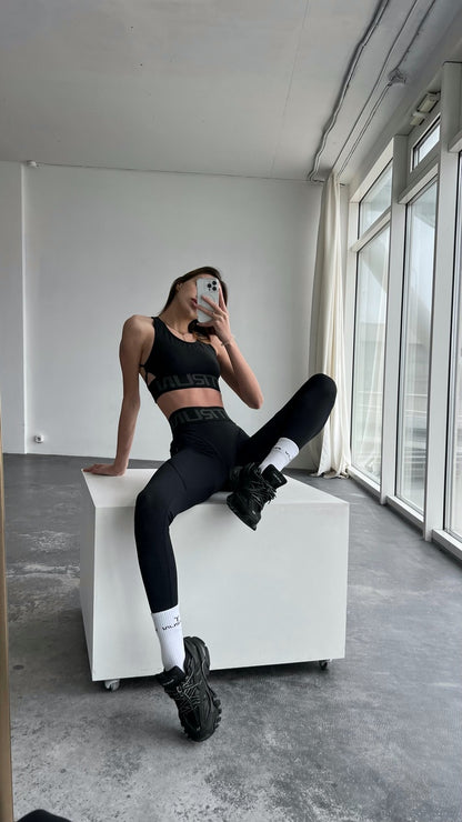 Leggings FITRUN Leggings Super Nuts "Total Black Relief"