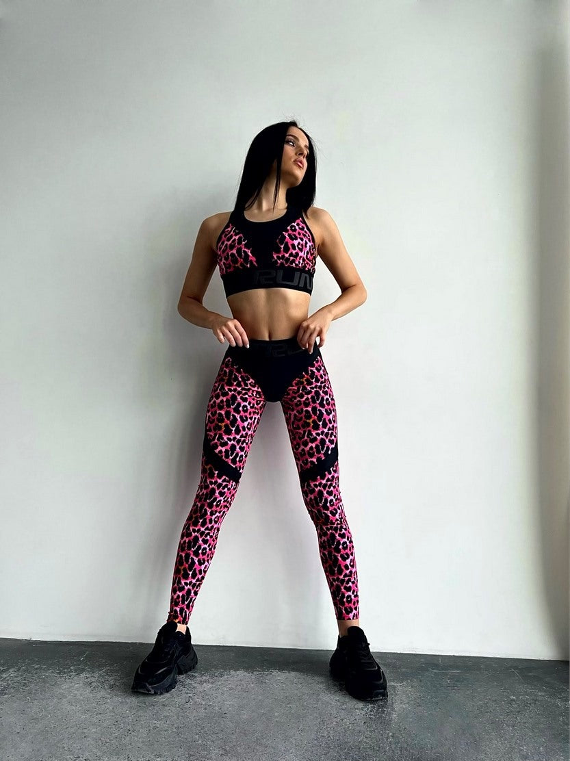 Легінси FITRUN Leggings Super Nuts Push-Up "Leo Pink"